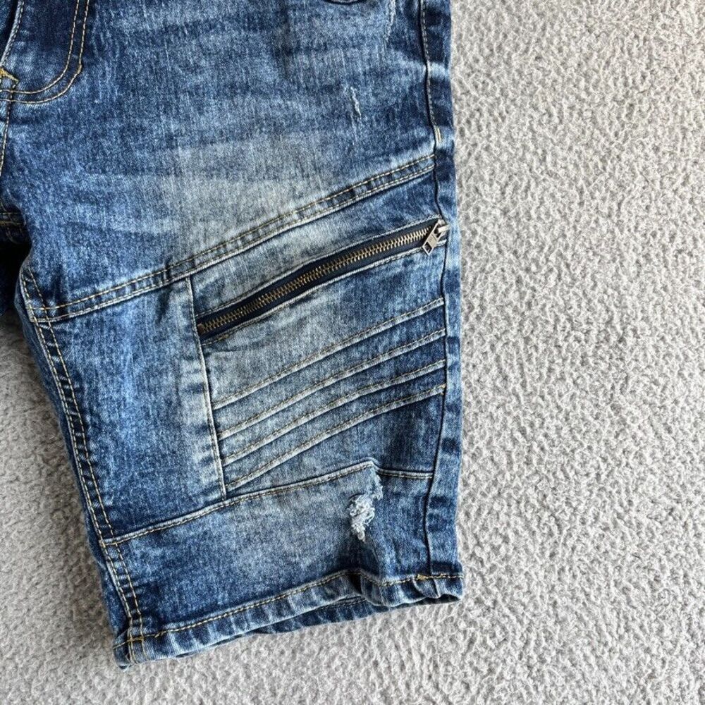 Southpole Shorts Mens 34 Blue Bermuda Denim Jean‎ Slim Ripped Stretch Bike [35] - Picture 5 of 13